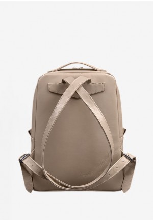 Шкіряний жіночий міський рюкзак на блискавці Cooper світло-бежевий краст