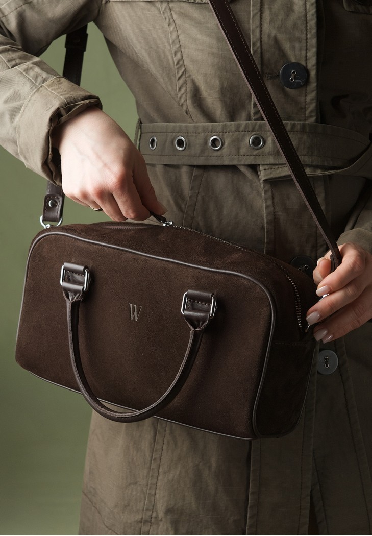 Жіноча замшева сумка Camilla темно-коричнева