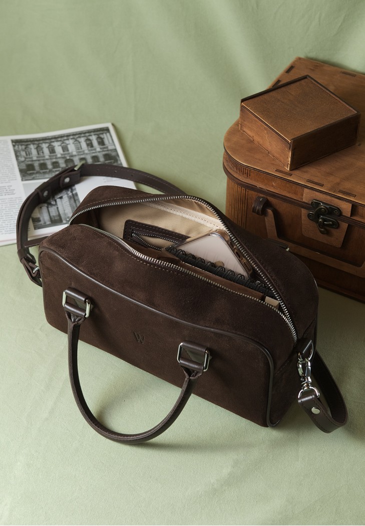 Жіноча замшева сумка Camilla темно-коричнева