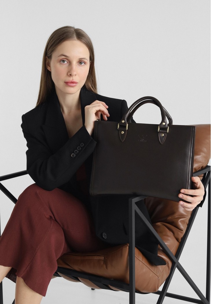 Жіноча шкіряна сумка Fancy A4 коричнева