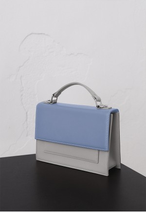 Жіноча шкіряна сумка Grace блакитний/сірий