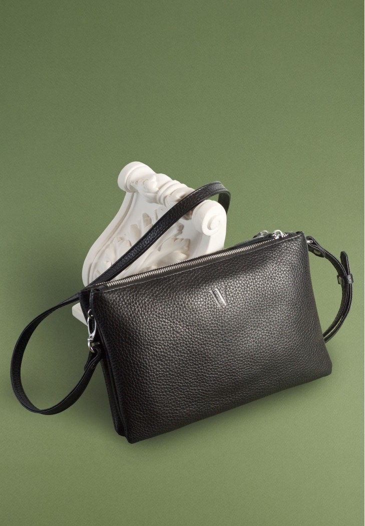 Шкіряна сумка Lina чорна флотар