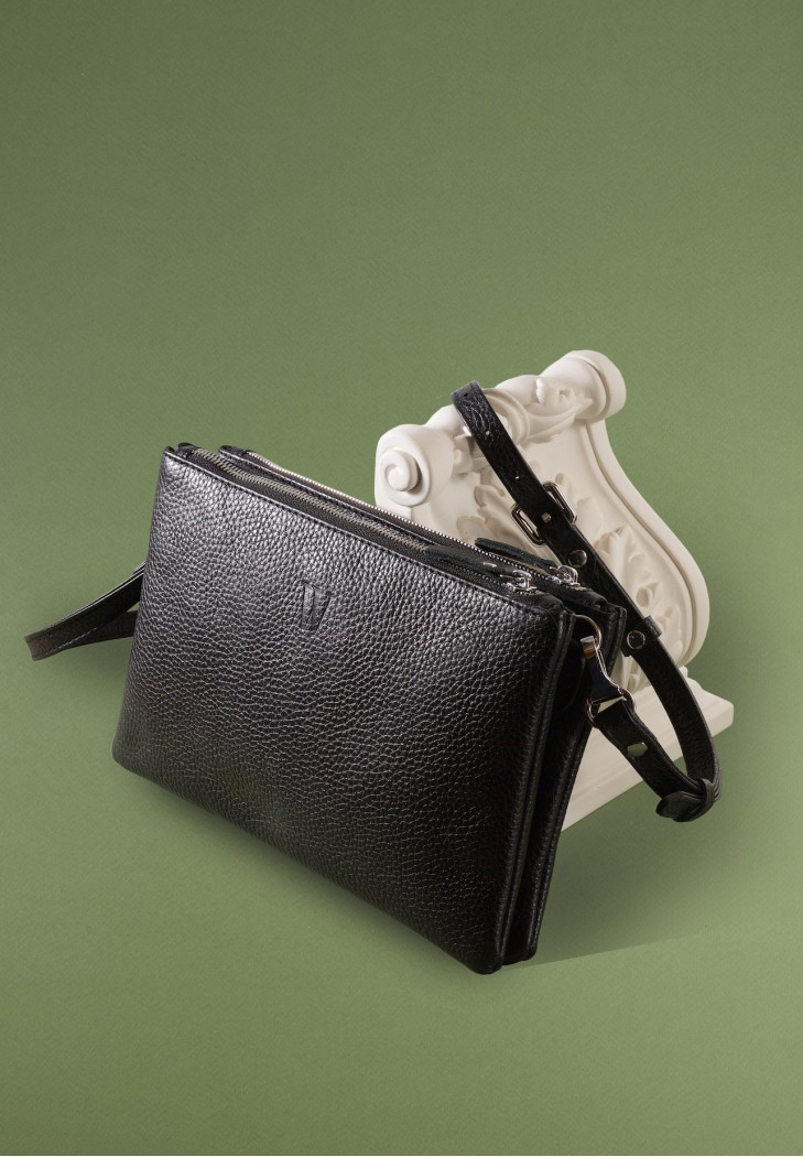 Шкіряна сумка Lina чорна флотар