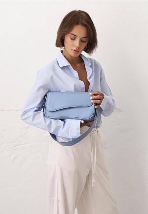 Жіноча шкіряна сумка Nona блакитна