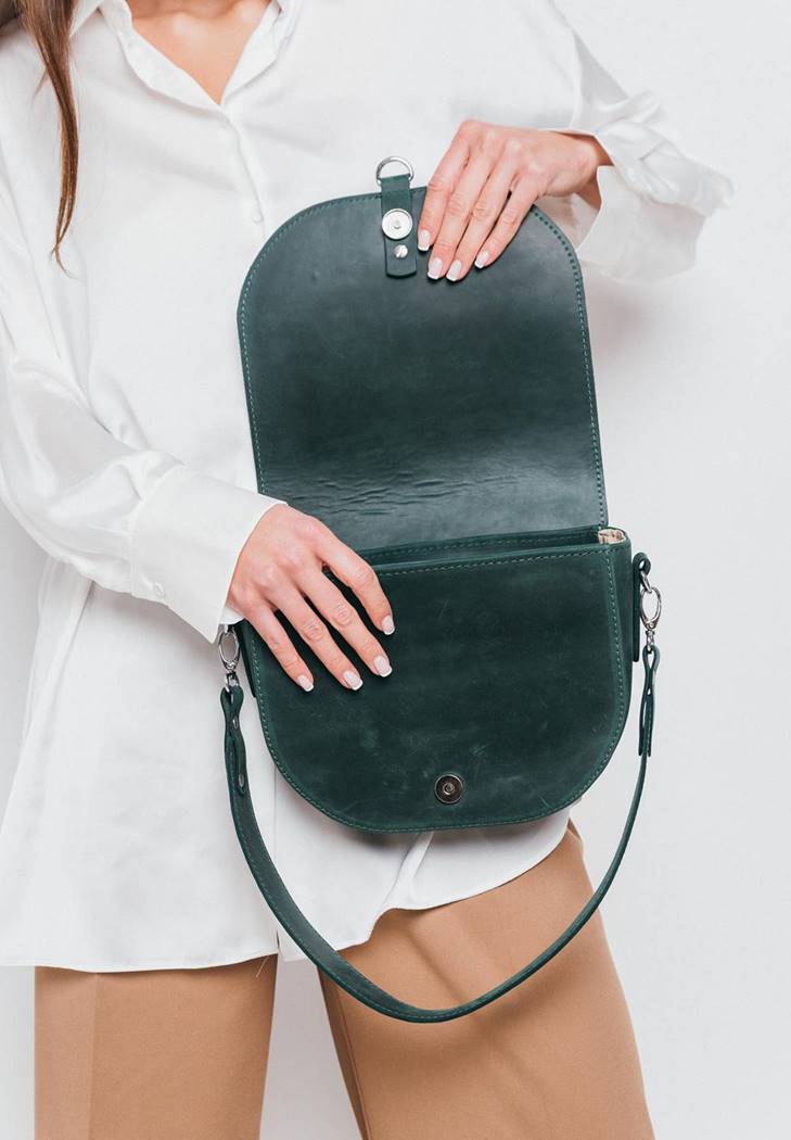 Жіноча шкіряна сумка Ruby L зелена вінтаж