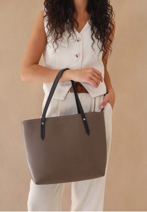 Шкіряний шопер Walker Mini темно-бежева краст