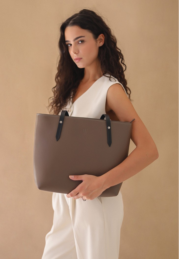 Шкіряний шопер Walker Mini темно-бежева краст