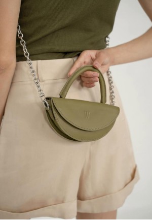 Жіноча шкіряна міні-сумка Сhris micro оливкова