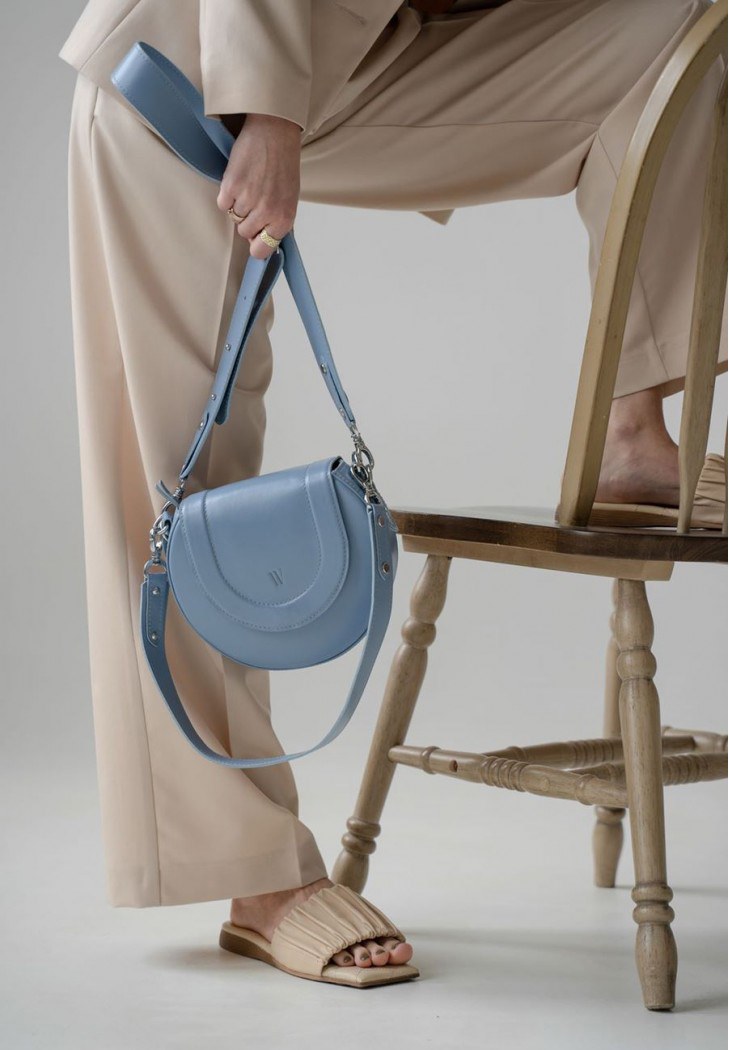 Жіноча шкіряна сумка Mandy блакитна