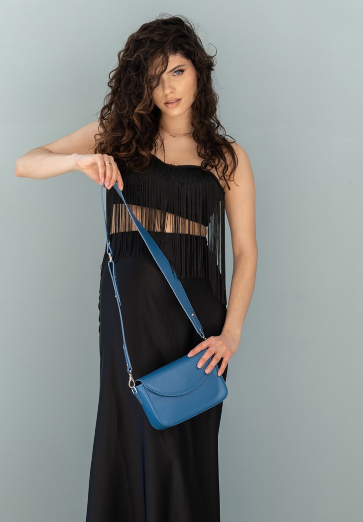 Жіноча шкіряна сумка Molly яскраво-синя