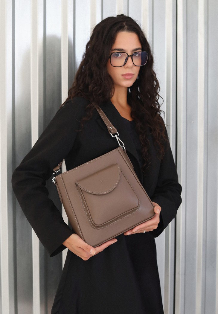 Жіноча шкіряна сумка Stella темно-бежевий
