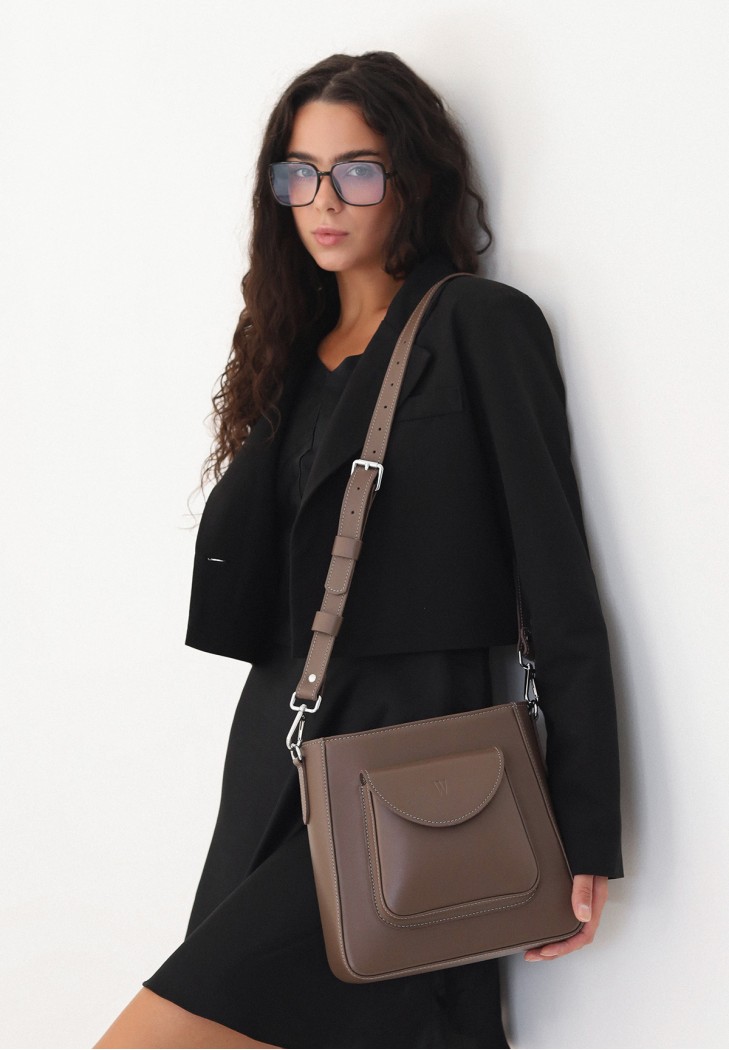 Жіноча шкіряна сумка Stella темно-бежевий