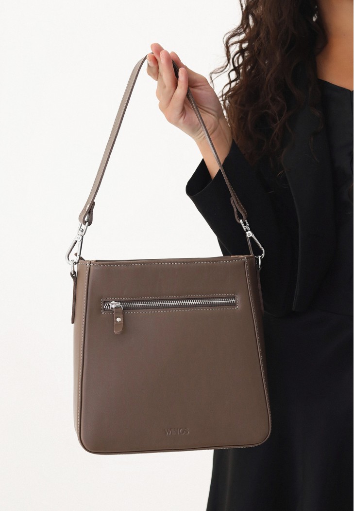 Жіноча шкіряна сумка Stella темно-бежевий