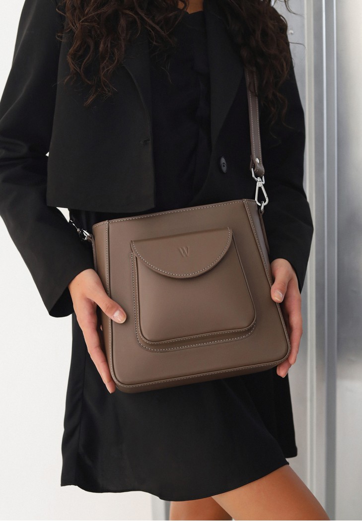 Жіноча шкіряна сумка Stella темно-бежевий