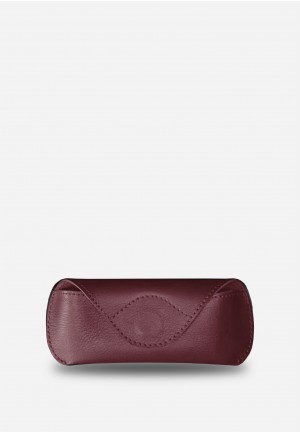 Шкіряний чохол для окулярів з клапаном на магніті Бордовий