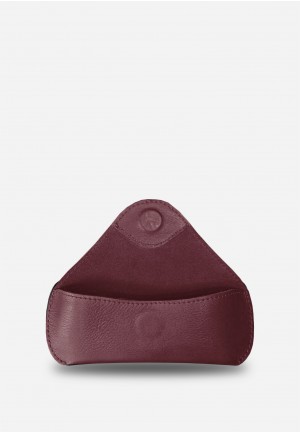 Шкіряний чохол для окулярів з клапаном на магніті Бордовий