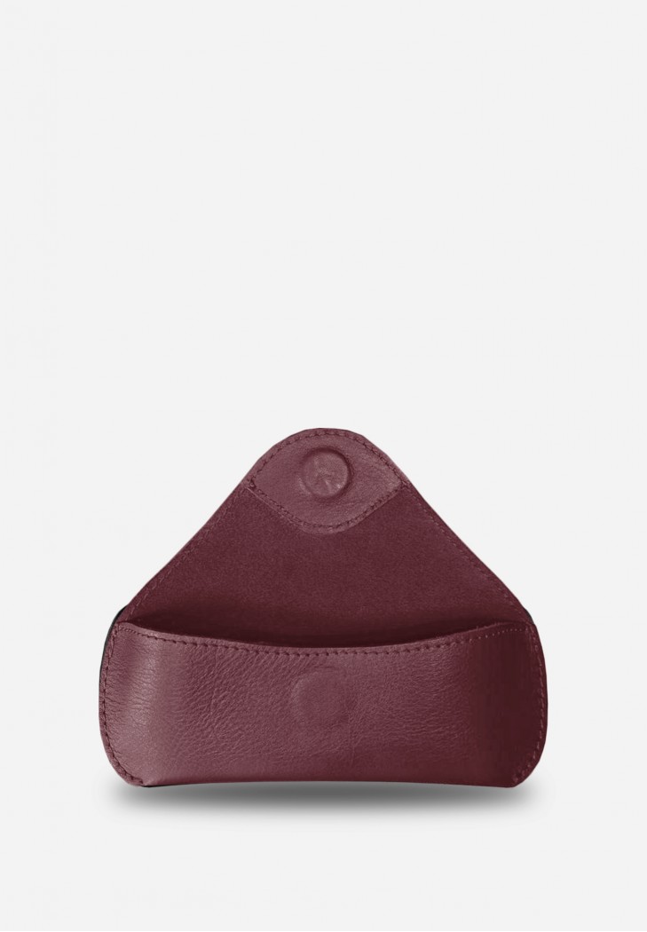 Шкіряний чохол для окулярів з клапаном на магніті Бордовий