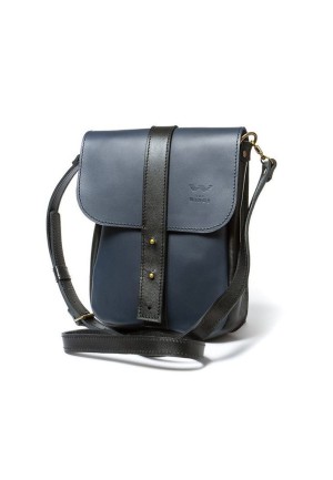 Чоловіча шкіряна сумка Mini Bag синьо-чорна