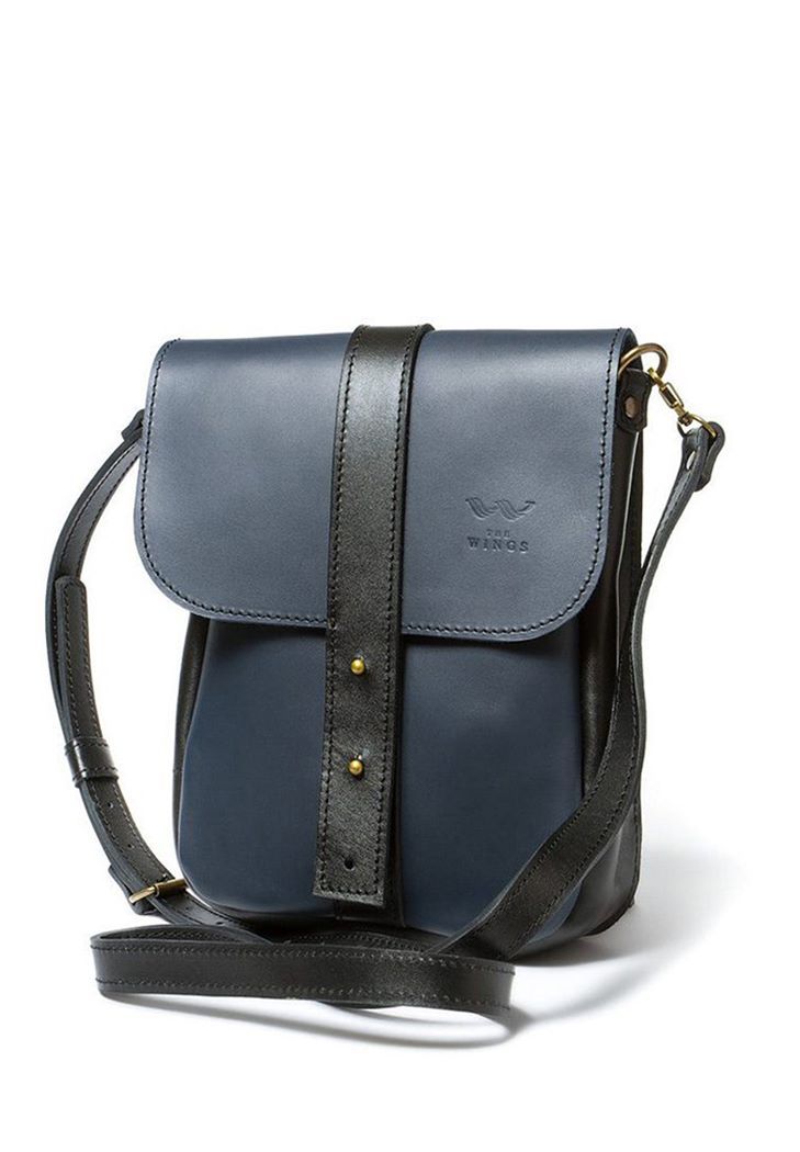 Чоловіча шкіряна сумка Mini Bag синьо-чорна