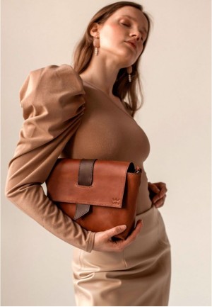 Жіноча шкіряна сумка Nora коньячно-коричнева вінтажна