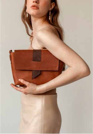 Жіноча шкіряна сумка Nora коньячно-коричнева вінтажна