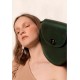 Жіноча шкіряна кругла сумка зелена вінтажна