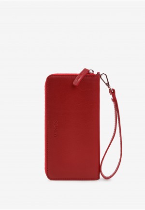 Шкіряне портмоне на блискавці Monik червоне