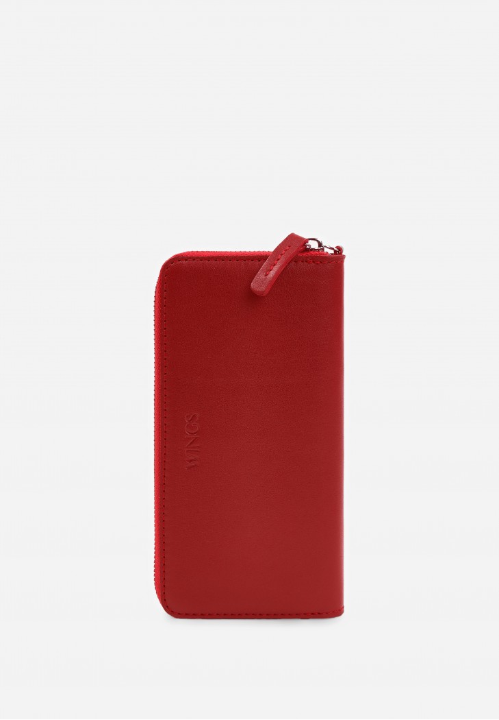 Шкіряне портмоне на блискавці Monik червоне