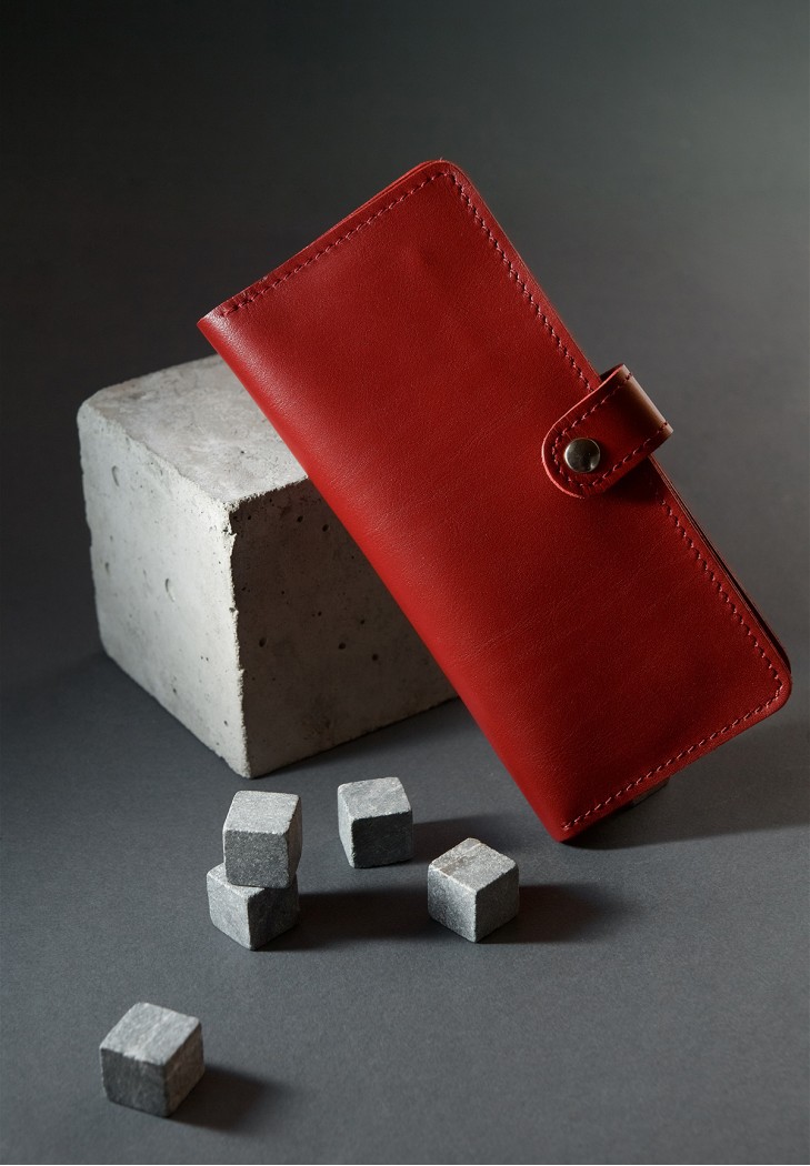 Шкіряне портмоне Classic червоне