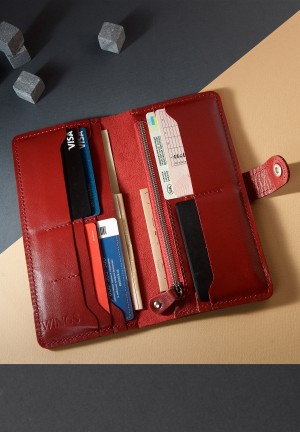 Шкіряне портмоне Classic червоне