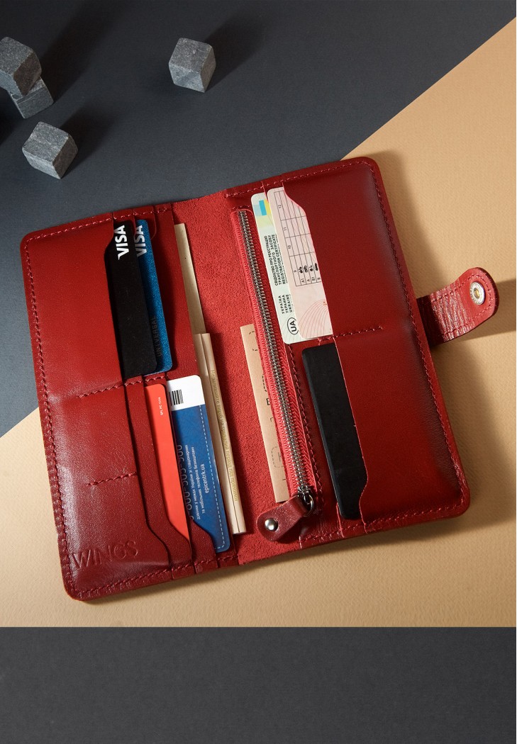 Шкіряне портмоне Classic червоне