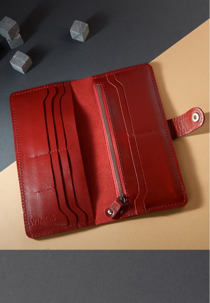 Шкіряне портмоне Classic червоне