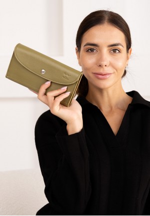 Шкіряний гаманець Smart Wallet оливковий