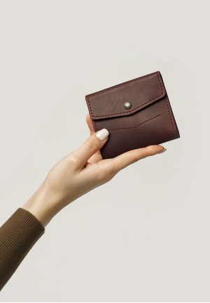 Жіночий шкіряний гаманець 2.1 бордовий вінтаж